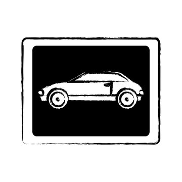 car allowed sign icon over white background, vector illustration