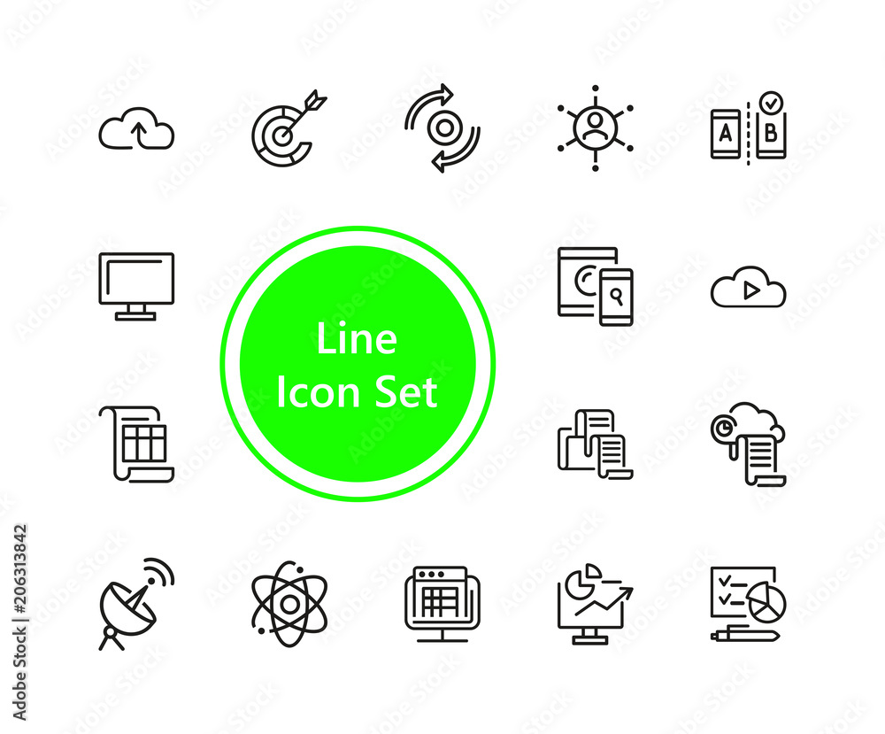 Poster set of web content line icons