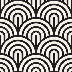 Tapeten Art deco Vektor nahtlose Vintage-Muster von überlappenden Bögen im Art-Deco-Stil. Moderne, stilvolle abstrakte Textur. Sich wiederholende geometrische Kacheln
