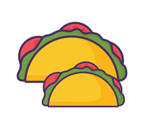 Mexican tacos over white background, colorful design. vector illustration