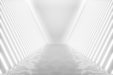 Fototapeta premium 3D rendering abstract room interior with neon lights. Futuristic architecture background. Mock-up for your design project
