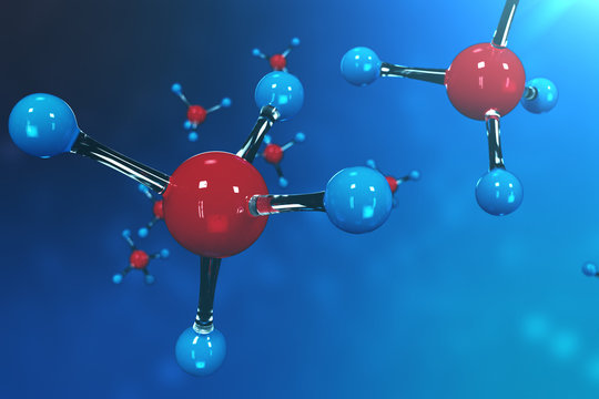 3D rendering molecules. Atoms bacgkround. Medical background for banner or flyer. Molecular structure at the atomic level.
