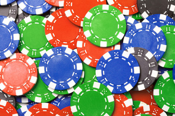 color red blue green poker chips background