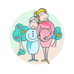 Mother's day. Happy family - mother and daughter. Pregnancy.