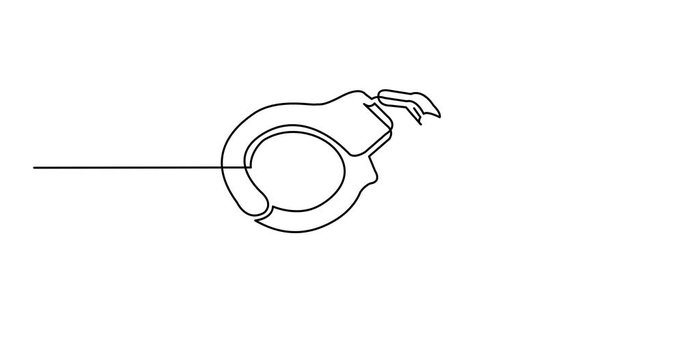 Self drawing animation of one line drawing of isolated vector object - handcuffs
