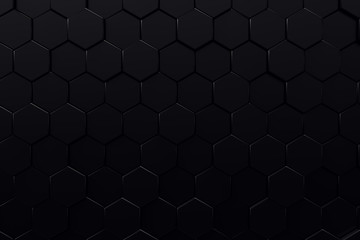 Abstract geometric surface. Hexagonal black background. 3D Rendering
