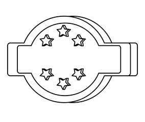 emblem with decorative stars over white background, vector illustration