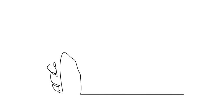 Self drawing animation of one line drawing of isolated vector object - hand holding dagger knife