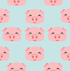 Cute head pigs pattern
