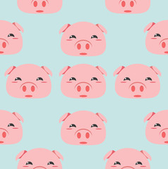 Obraz premium Cute head pigs pattern