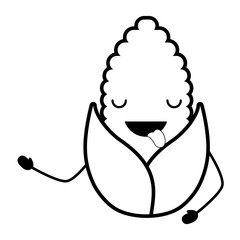 Kawaii corn icon over white background, vector illustration