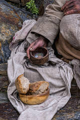 Hands of a beggar begging