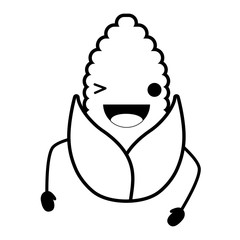 Kawaii corn wiking an eye over white background, vector illustration