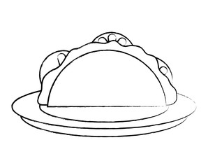 dish with Mexican tacos over white background, vector illustration