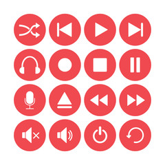 Media player icon set. Vector illustration, flat design.