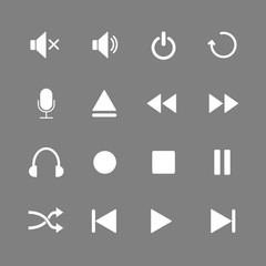 Media player icon set. Vector illustration, flat design.