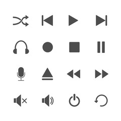 Media player icon set. Vector illustration, flat design.