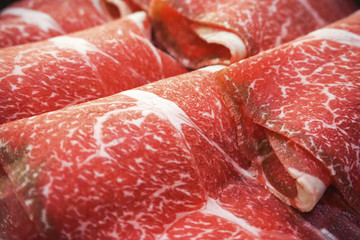 Sliced beef Closeup