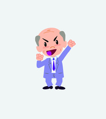 Old businessman cheering enthusiastically.