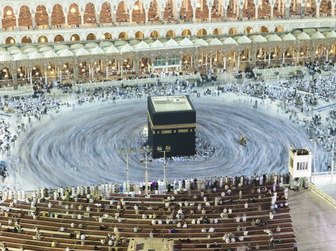 Prayer And Tawaf - Circumambulation - Around AlKaaba In Mecca, Aerial View