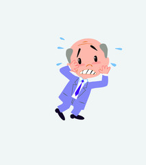 Old businessman very alarmed takes the hands to the head.