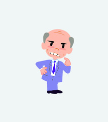 Old businessman ponders, something angry.