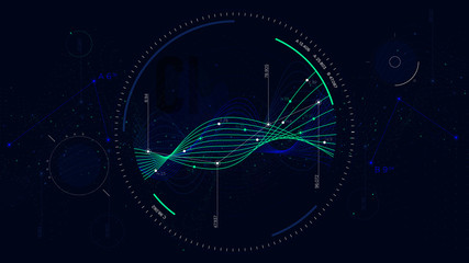 Big data network visualization, Interface screen infographic digital illustration