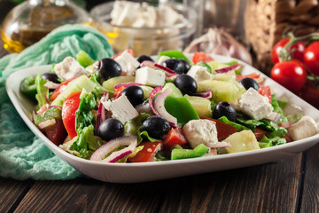 Greek salad with fresh vegetables