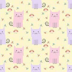 Cute cat seamless pattern