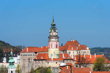 Obraz premium Panoramiczny piękny widok na historyczne centrum Cesky Krumlov, Republika Czeska.