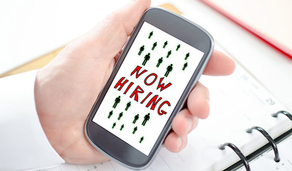 Hiring concept on a smartphone