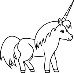 Coloring page. Cute cartoon unicorn