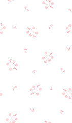 Seamless pattern of the pink bindweeds on white