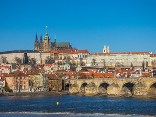 Prague panorama with Vltava river, Czech Republic