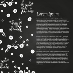 Poster with asian flowers. Chinese, japanese sakura