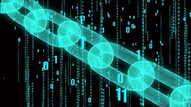 4k Blockchain.Cripto currency bitcoin.The Matrix style binary computer code,changing from zero to one digits,Global internet worldwide.abstract future tech background.green version.