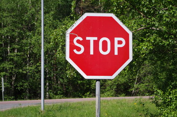 Stop sign in Dalarna in Sweden