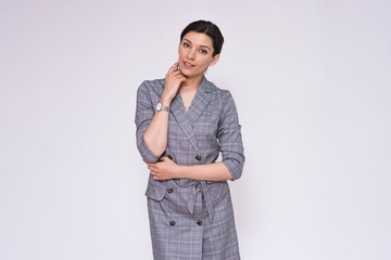 Portrait of a beautiful business woman manager on a white background.