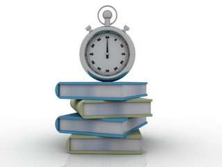 3d rendering groups od book with stopwatch