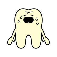 口を横にした8の字の形に歪めて泣く歯