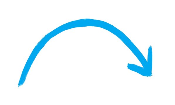 Gemalter blauer Pfeil mit Bogen