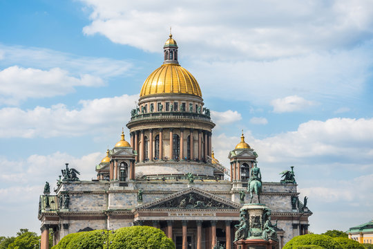 St. Isaac's Cathedral in the summer after restoration in Saint-Petersburg, Russia.