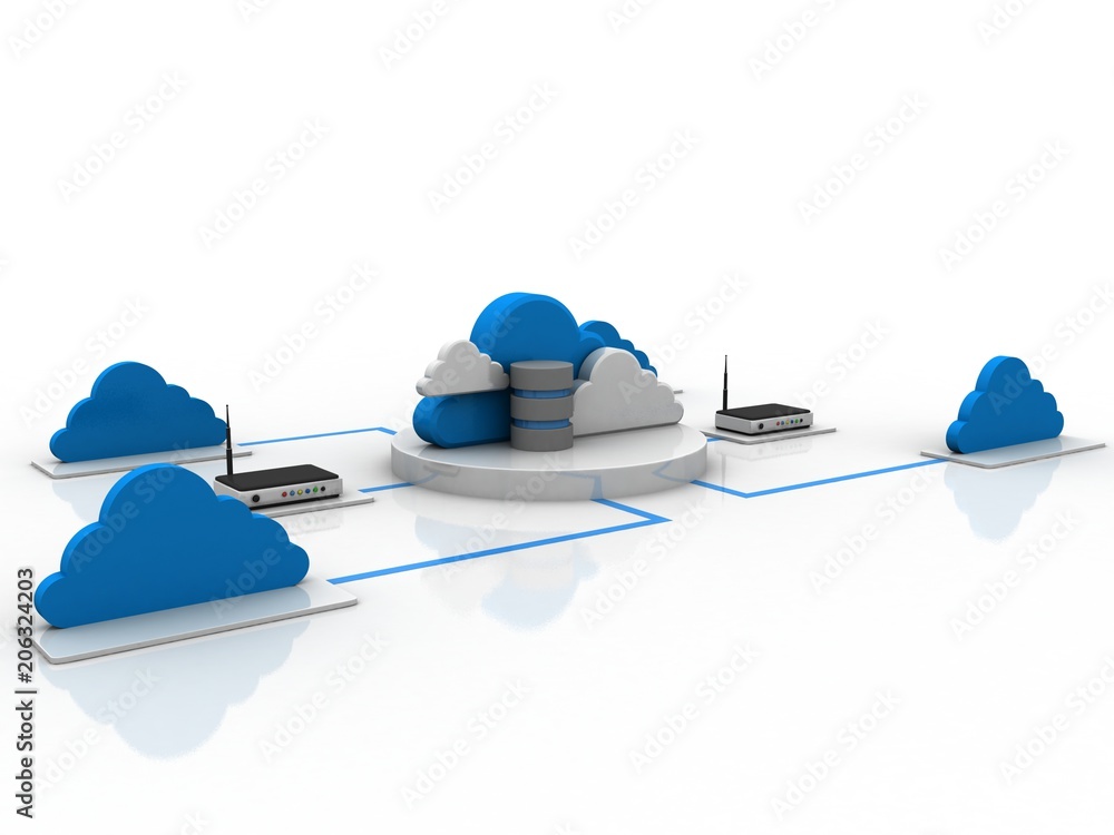 Poster 3d rendering network and internet communication concept