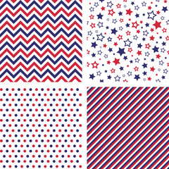 Set of US style vector seamless patterns