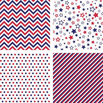 Set of US style vector seamless patterns