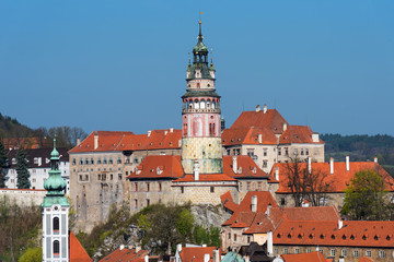 Naklejka na ściany i meble Panoramic beautiful view of historical center in Cesky Krumlov, Czech republic.
