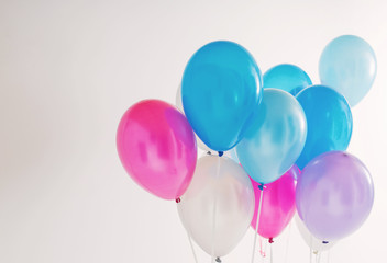 balloons on white wooden background