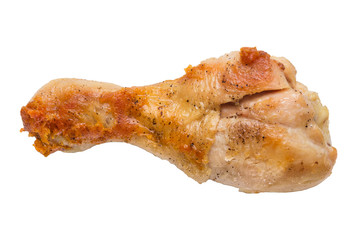 roasted chicken drumstick isolated on white background
