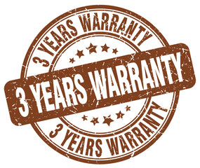 3 years warranty brown grunge round vintage rubber stamp