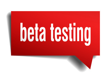 beta testing red 3d speech bubble